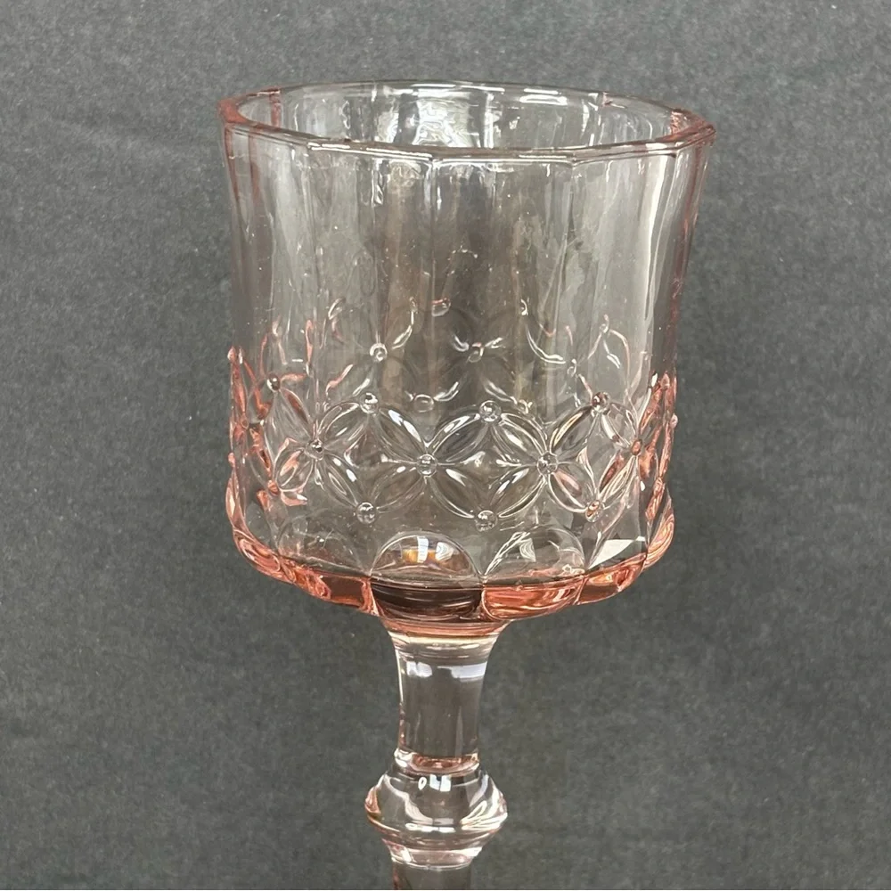 Anthropologie Savannah Wine Glass Pink Hand Blown Glass NEW